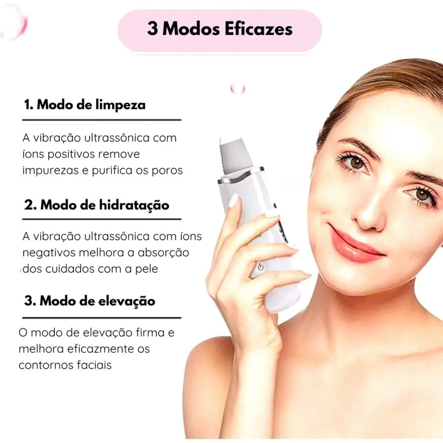 Aparelho Peeling Ultrasônico Com Ionização Tira Cravos 2 Em 1