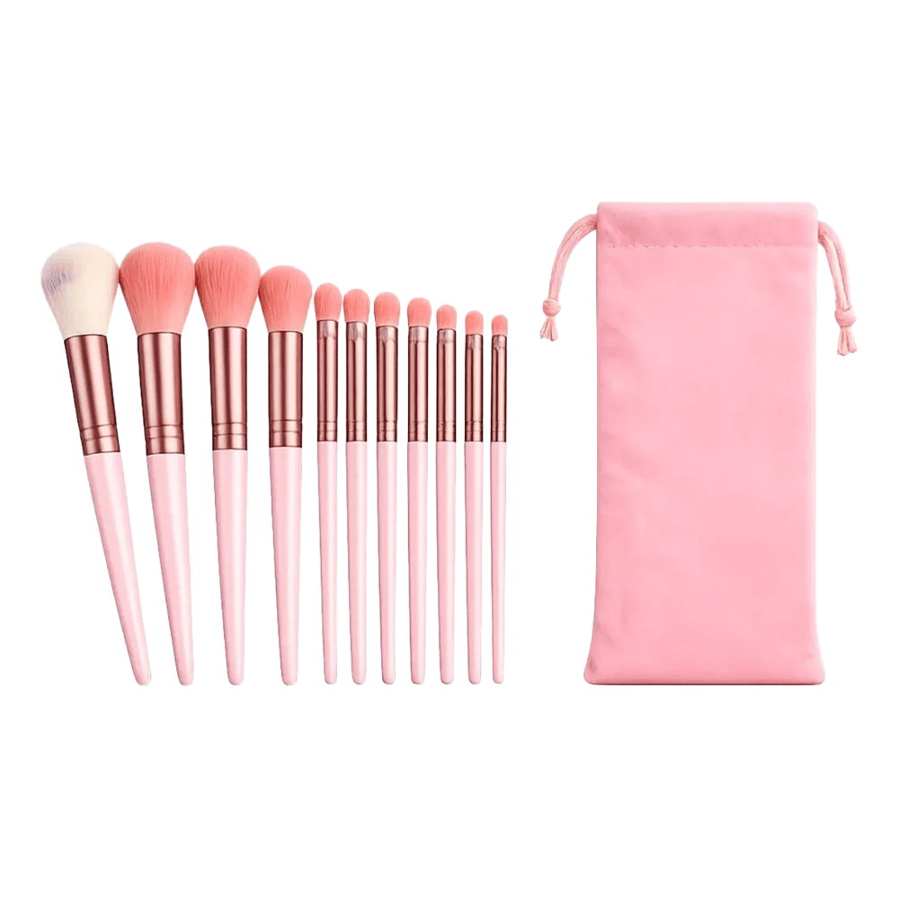 Kit 13 Pincéis De Maquiagem Olhos e Rosto Com Estojo