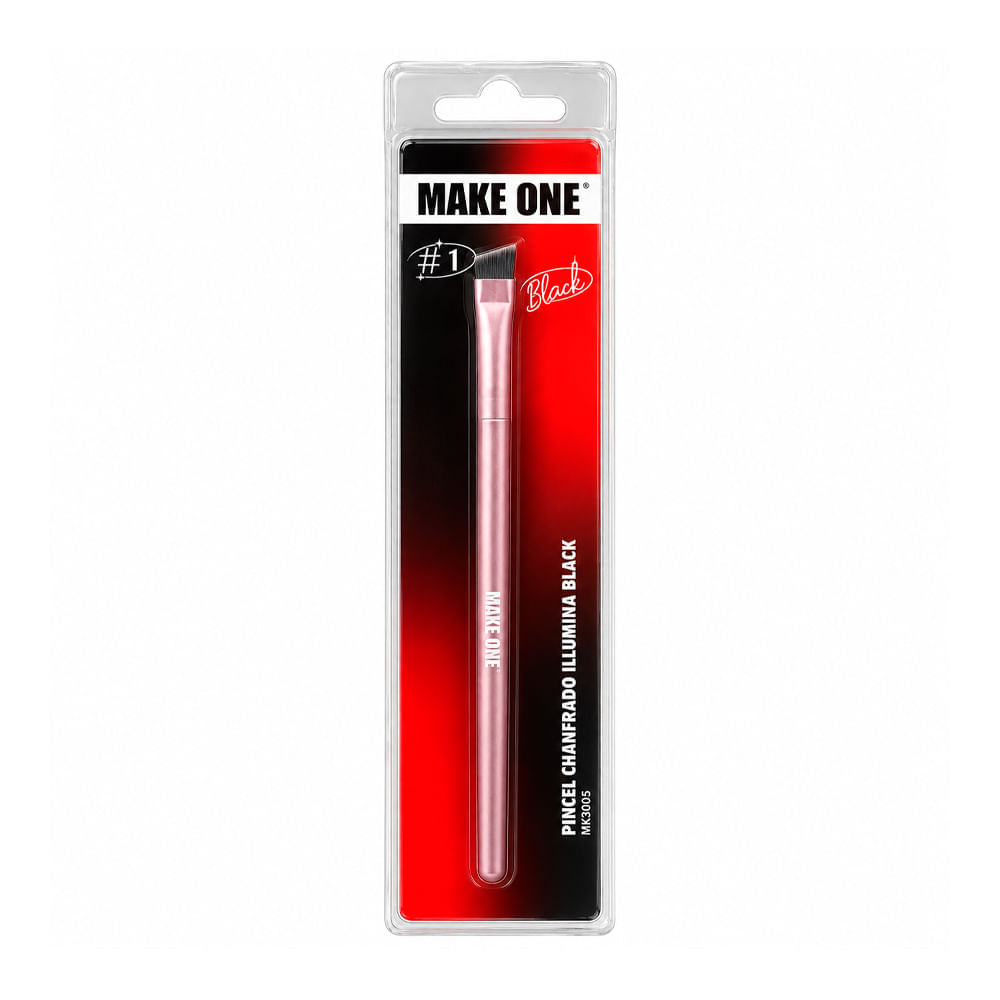 Pincel Chanfrado Para Delinear Make One Illumina Black MK3005