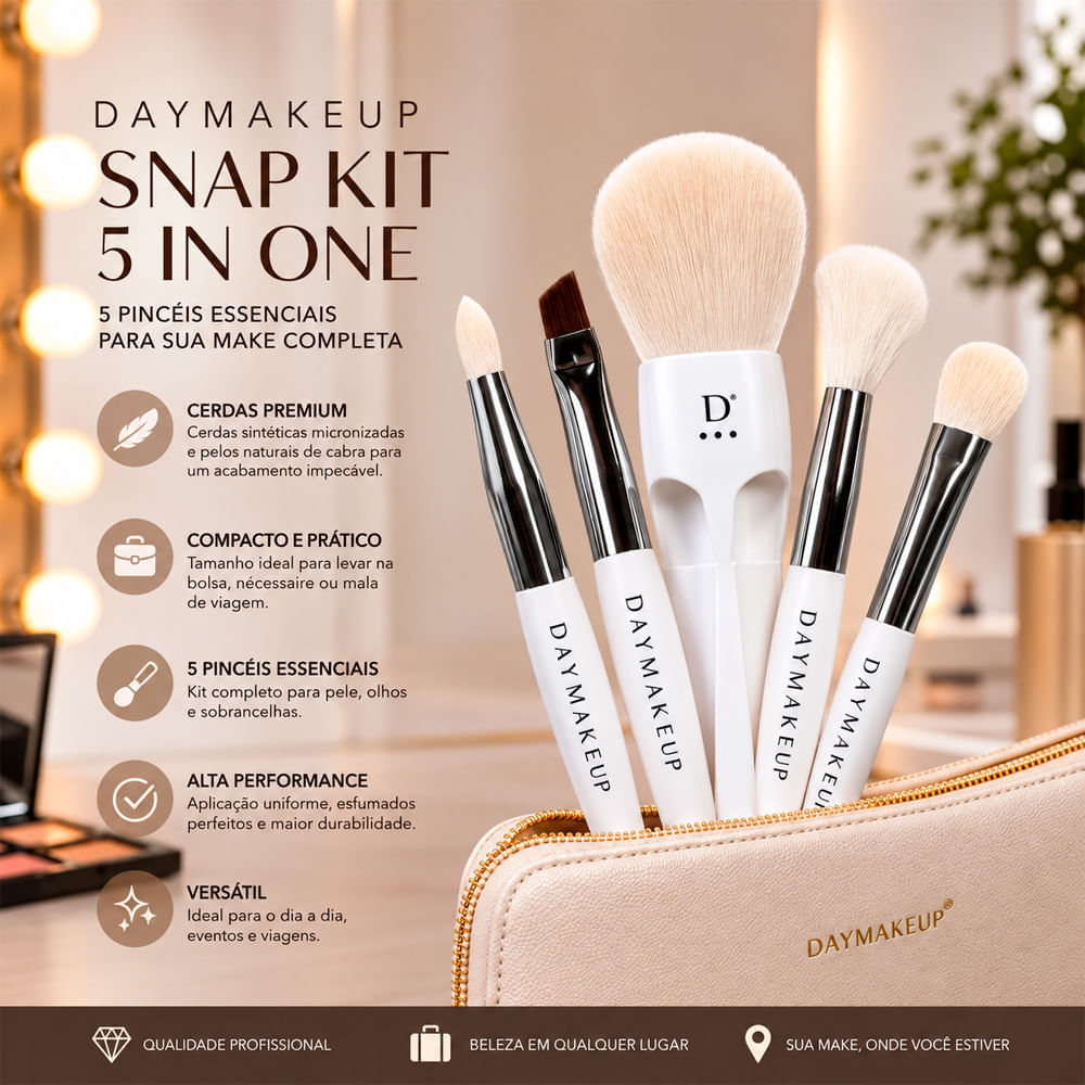 Kit 5 Pincéis de Maquiagem Snap 5 In One Daymakeup