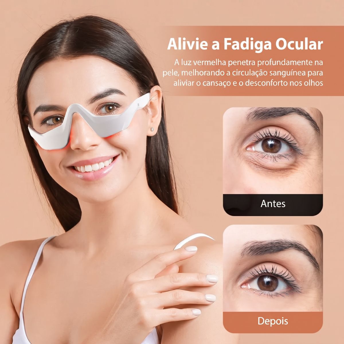 Massageador Ocular Elétrico Com Luz Vermelha LED e EMS USB