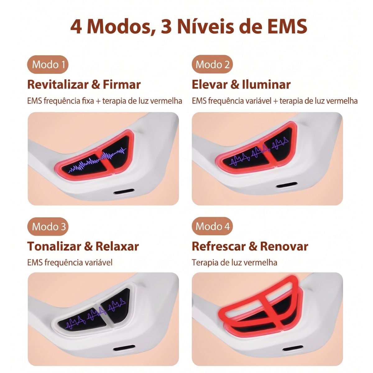 Massageador Ocular Elétrico Com Luz Vermelha LED e EMS USB
