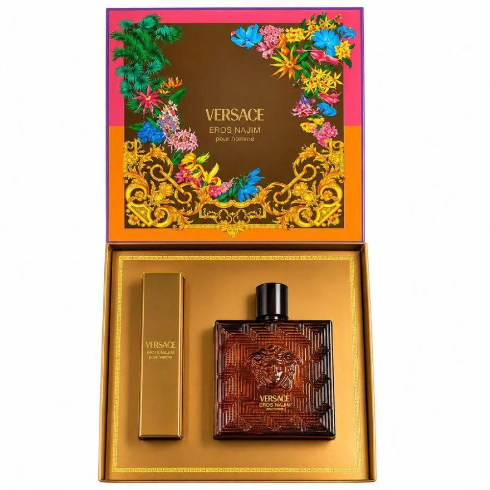 Kit Coffret Versace Eros Najim Perfume Masculino Parfum 100ml + Travel Size 10ml