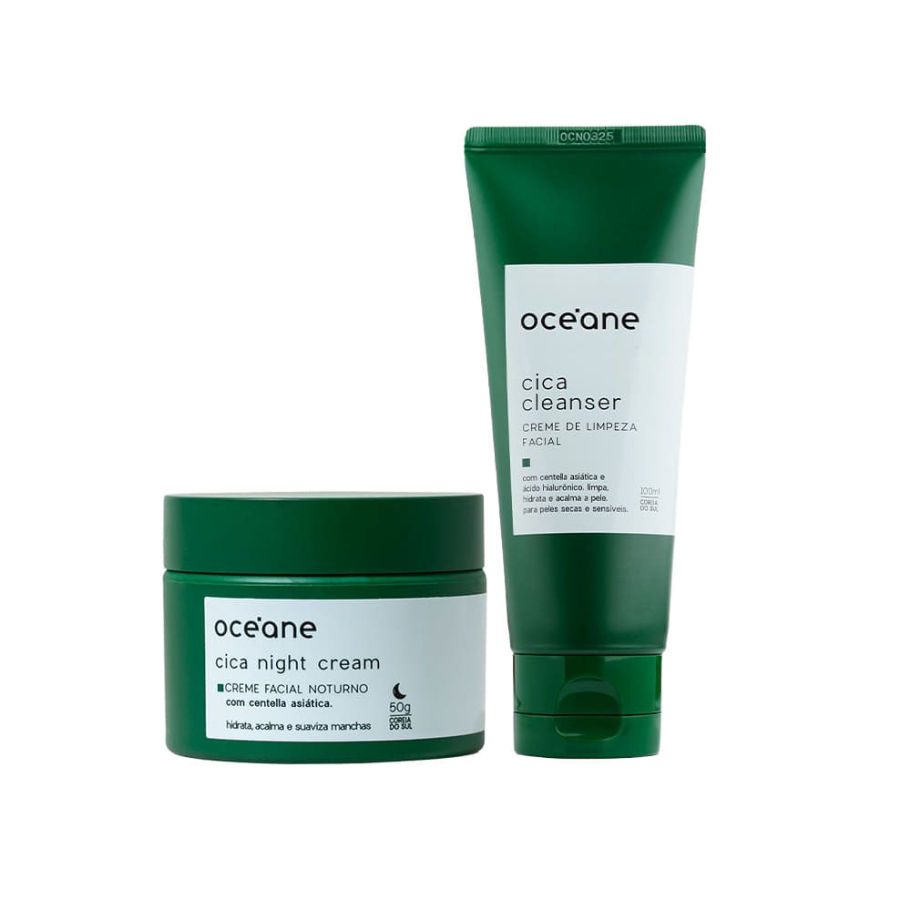 Kit Cica Oceane Creme de Limpeza Facial 100ml + Creme Facial Noturno 50g