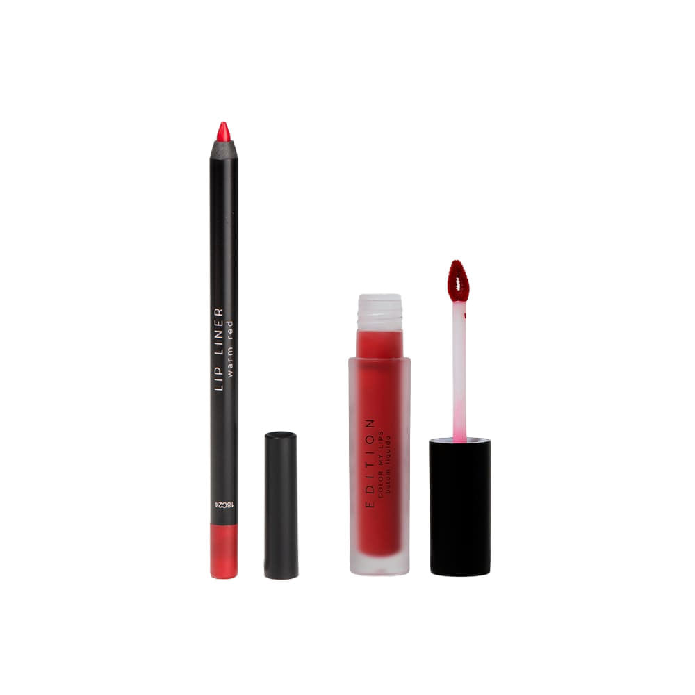 Kit Océane Batom Líquido Vermelho + Lápis Labial Vermelho