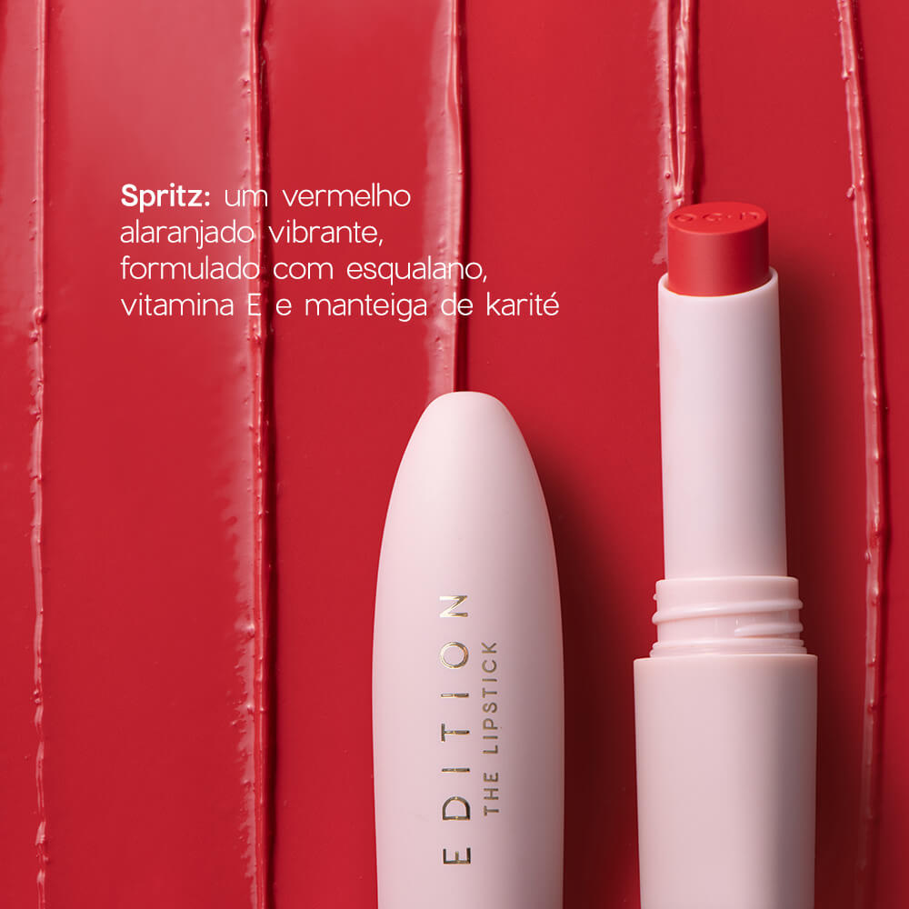 Kit Oceane Batom The Lipstick Spritz Vermelho + Espelho Compacto Capri Slim Pocket Mirror