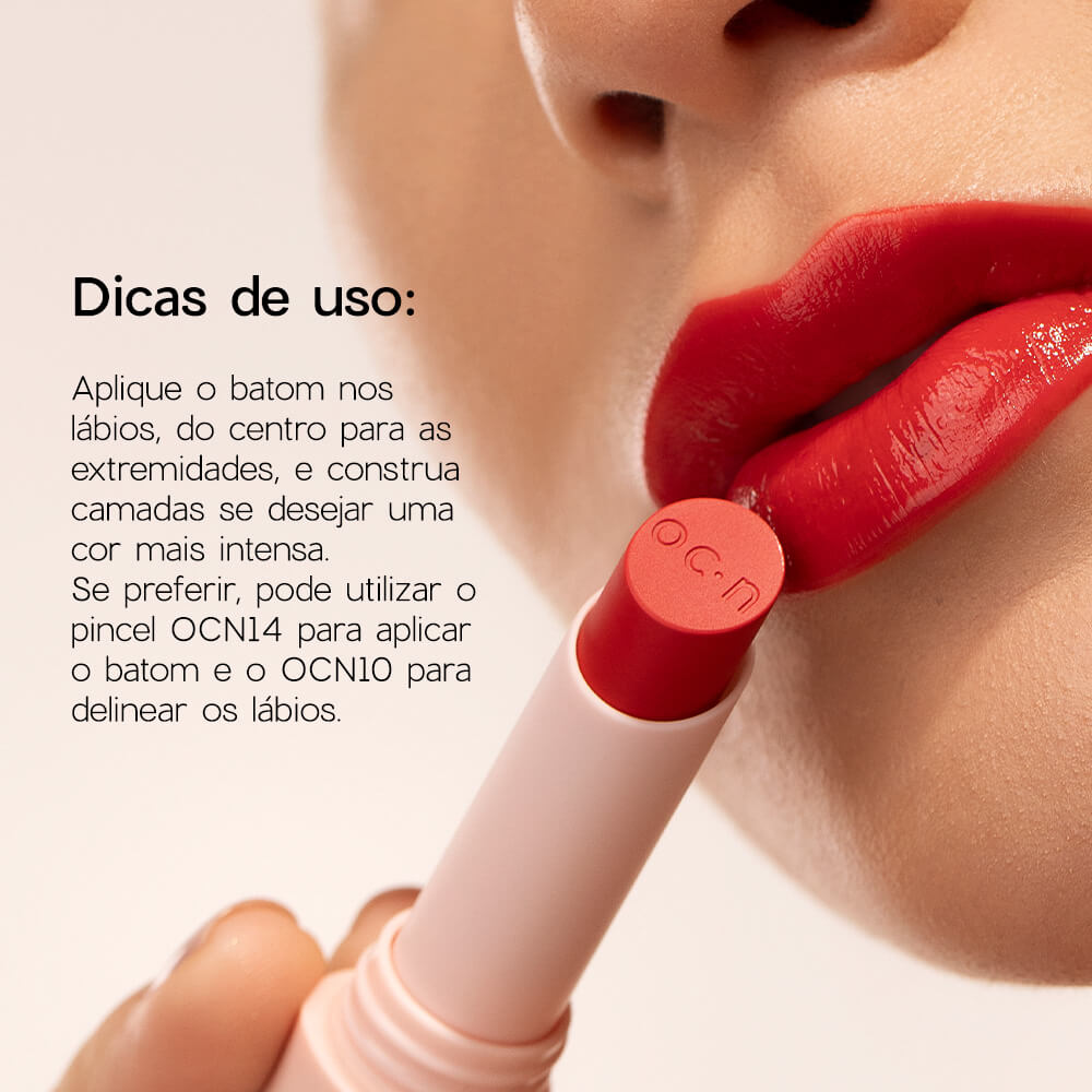 Kit Oceane Batom The Lipstick Spritz Vermelho + Espelho Compacto Capri Slim Pocket Mirror