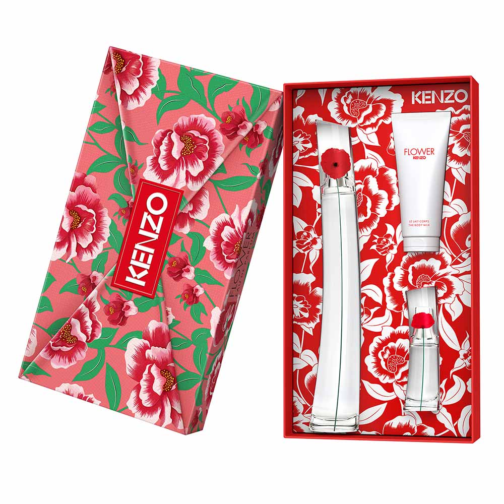 Kit Coffret Kenzo Perfume Flower By Kenzo EDP 100ml + Mini FBK 15ml + Loção Corporal 75ml