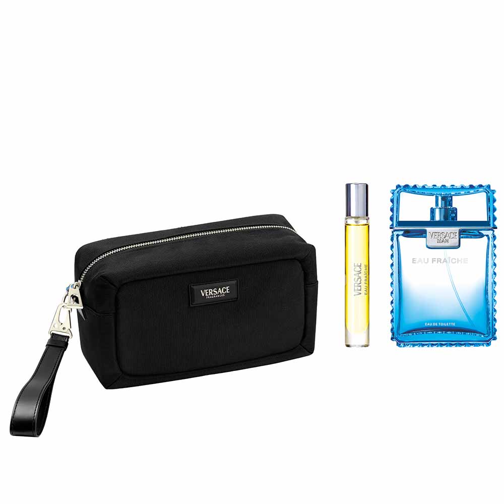Kit Coffret Eau Fraiche Versace Perfume Eau de Toilette 100ml + Travel Size 10ml + Necessaire