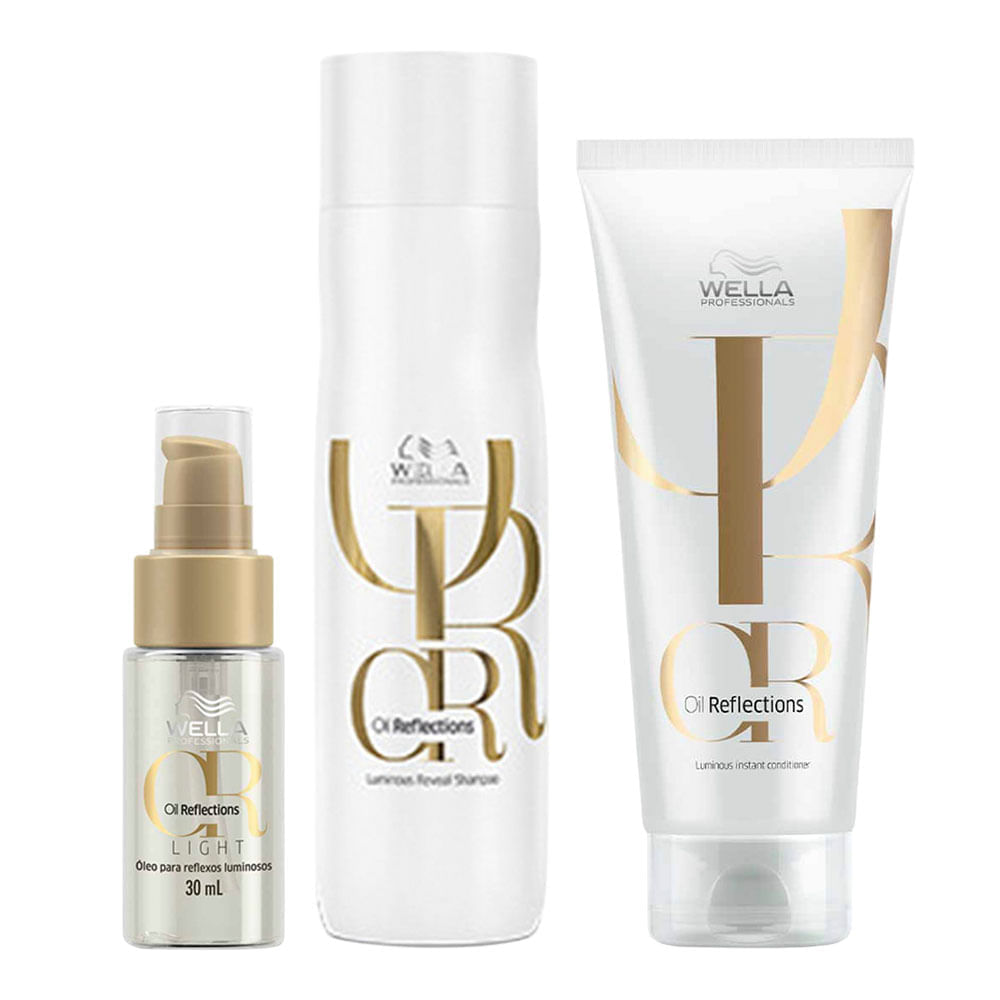 Kit Oil Reflections Wella Professionals Shampoo 250ml + Condicionador 200ml + Óleo Capilar 30ml