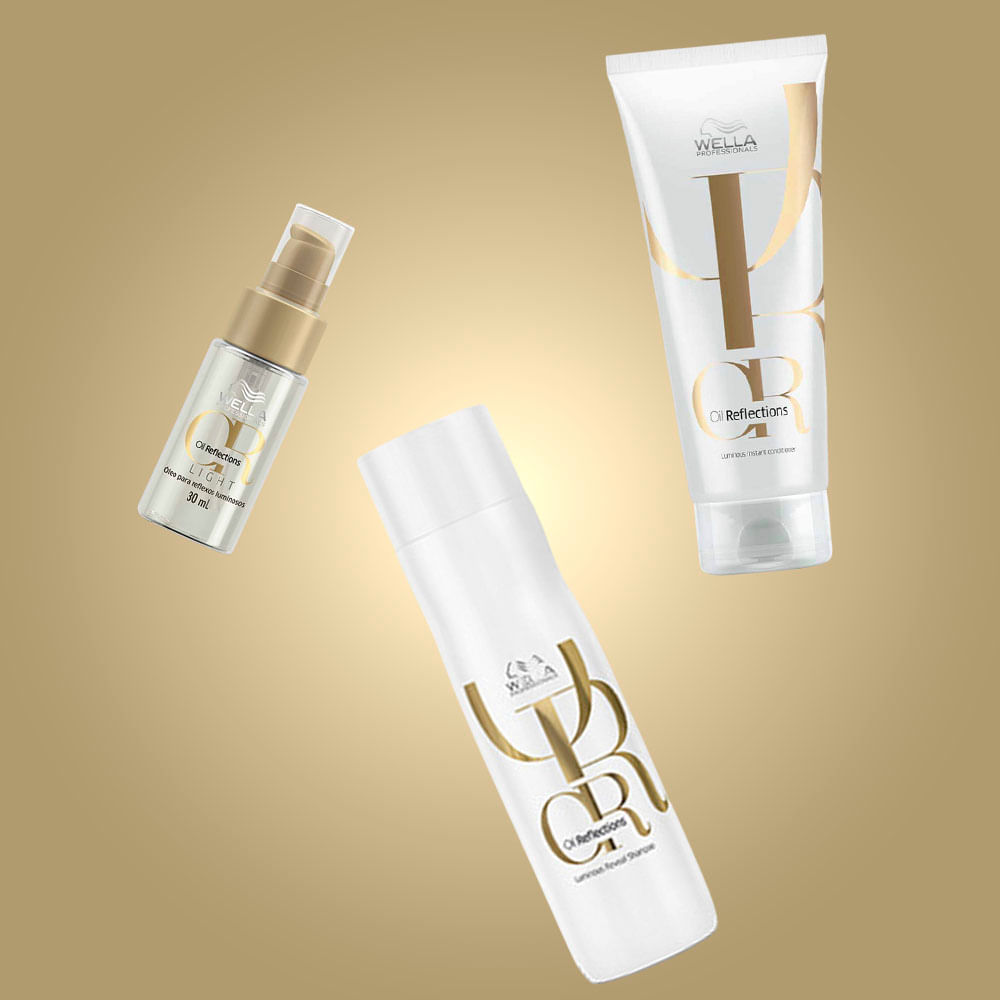 Kit Oil Reflections Wella Professionals Shampoo 250ml + Condicionador 200ml + Óleo Capilar 30ml