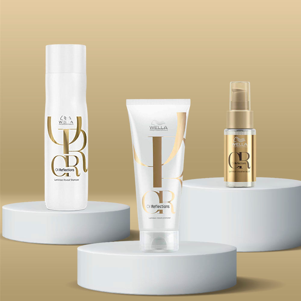 Kit Oil Reflections Wella Professionals Óleo Capilar 30ml + Shampoo 250ml + Condicionador 200ml