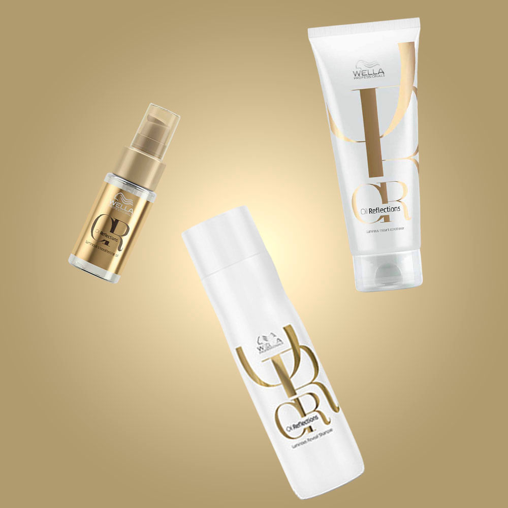 Kit Oil Reflections Wella Professionals Óleo Capilar 30ml + Shampoo 250ml + Condicionador 200ml