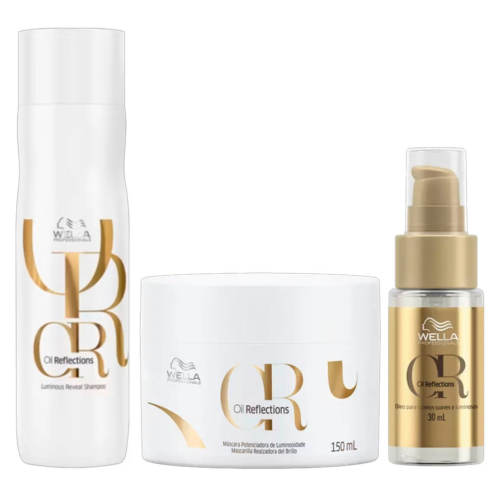 Kit Oil Reflections Wella Professionals Shampoo 250ml + Máscara 150ml + Óleo Capilar 30ml