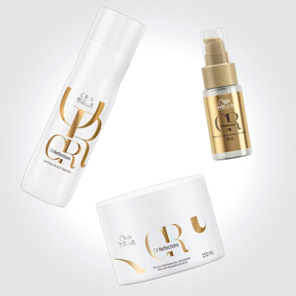 Kit Oil Reflections Wella Professionals Shampoo 250ml + Máscara 150ml + Óleo Capilar 30ml