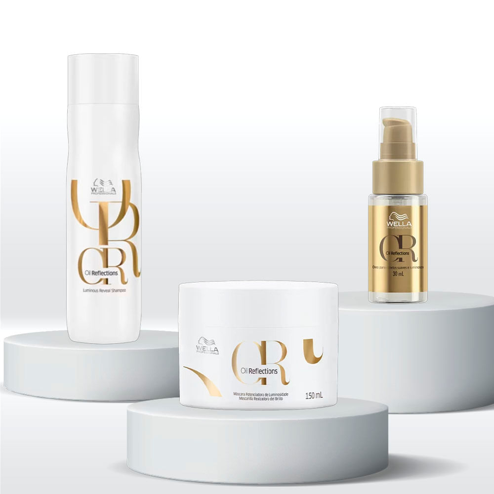 Kit Oil Reflections Wella Professionals Shampoo 250ml + Máscara 150ml + Óleo Capilar 30ml