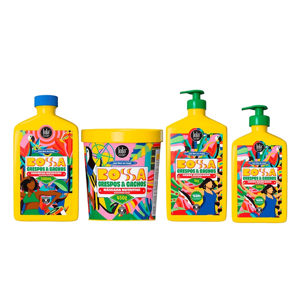 Kit Bossa Lola From Rio Shampoo 500ml + Máscara 450g + Gelatina Modeladora 500g + Creme Modelador 1kg