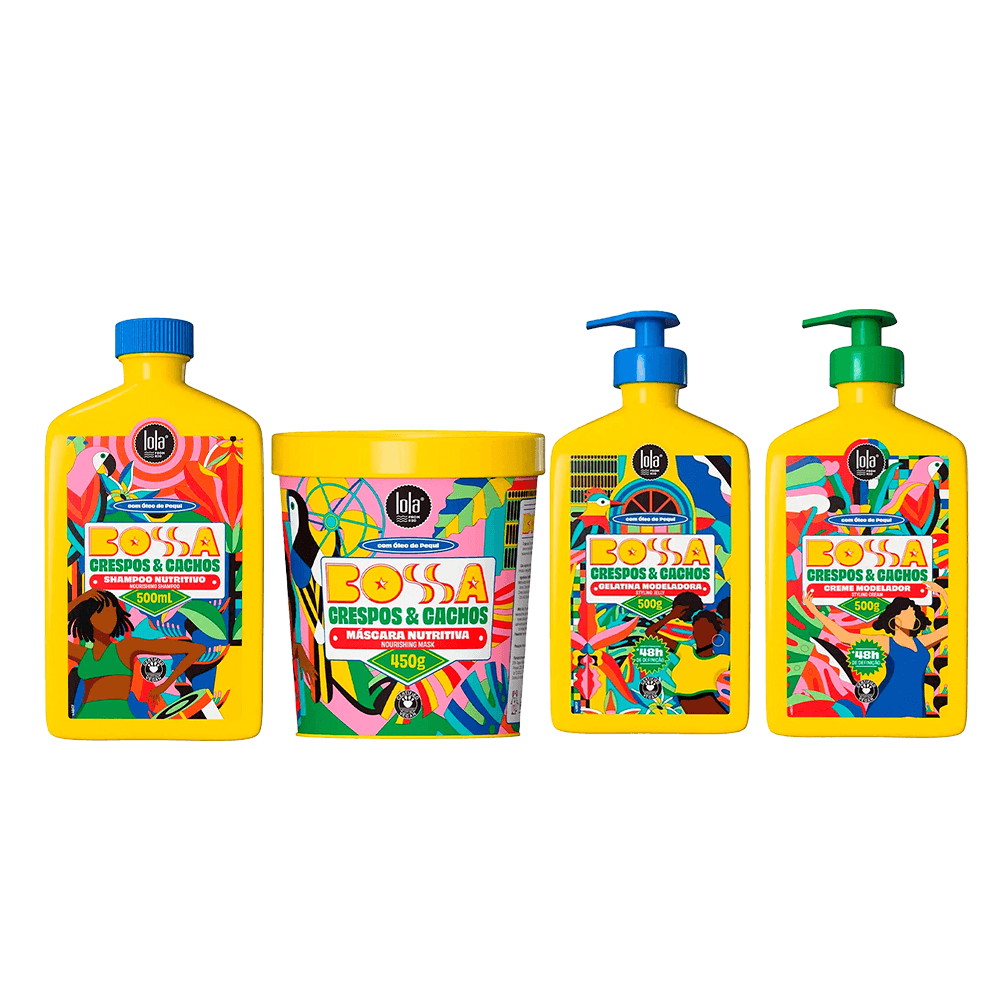Kit Bossa Lola From Rio Shampoo 500ml + Máscara 450g + Creme 500g + Gelatina 500g