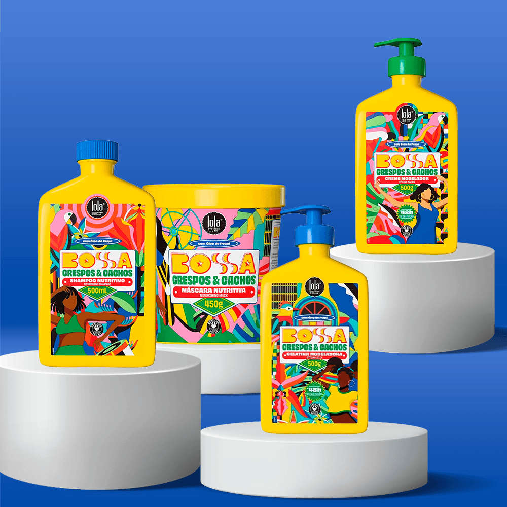 Kit Bossa Lola From Rio Shampoo 500ml + Máscara 450g + Creme 500g + Gelatina 500g