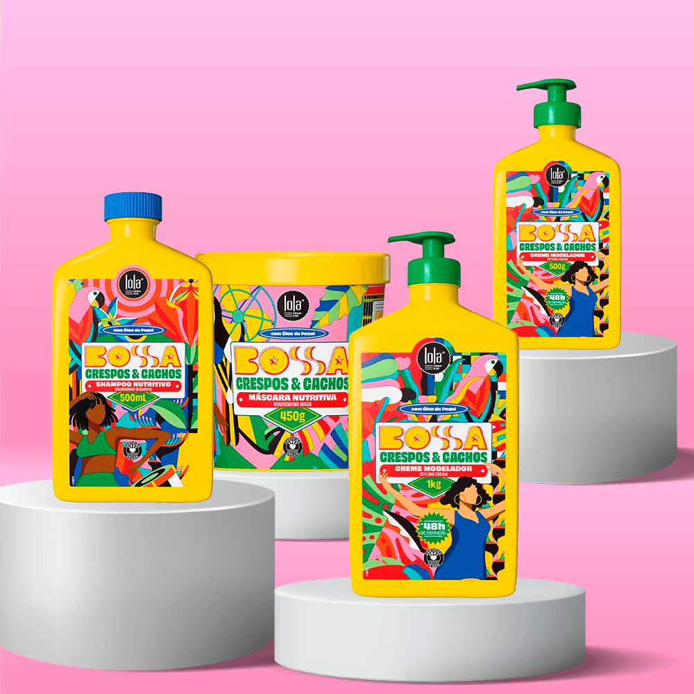 Kit Bossa Lola From Rio Shampoo 500ml + Máscara 450g + Gelatina Modeladora 500g + Creme Modelador 1kg