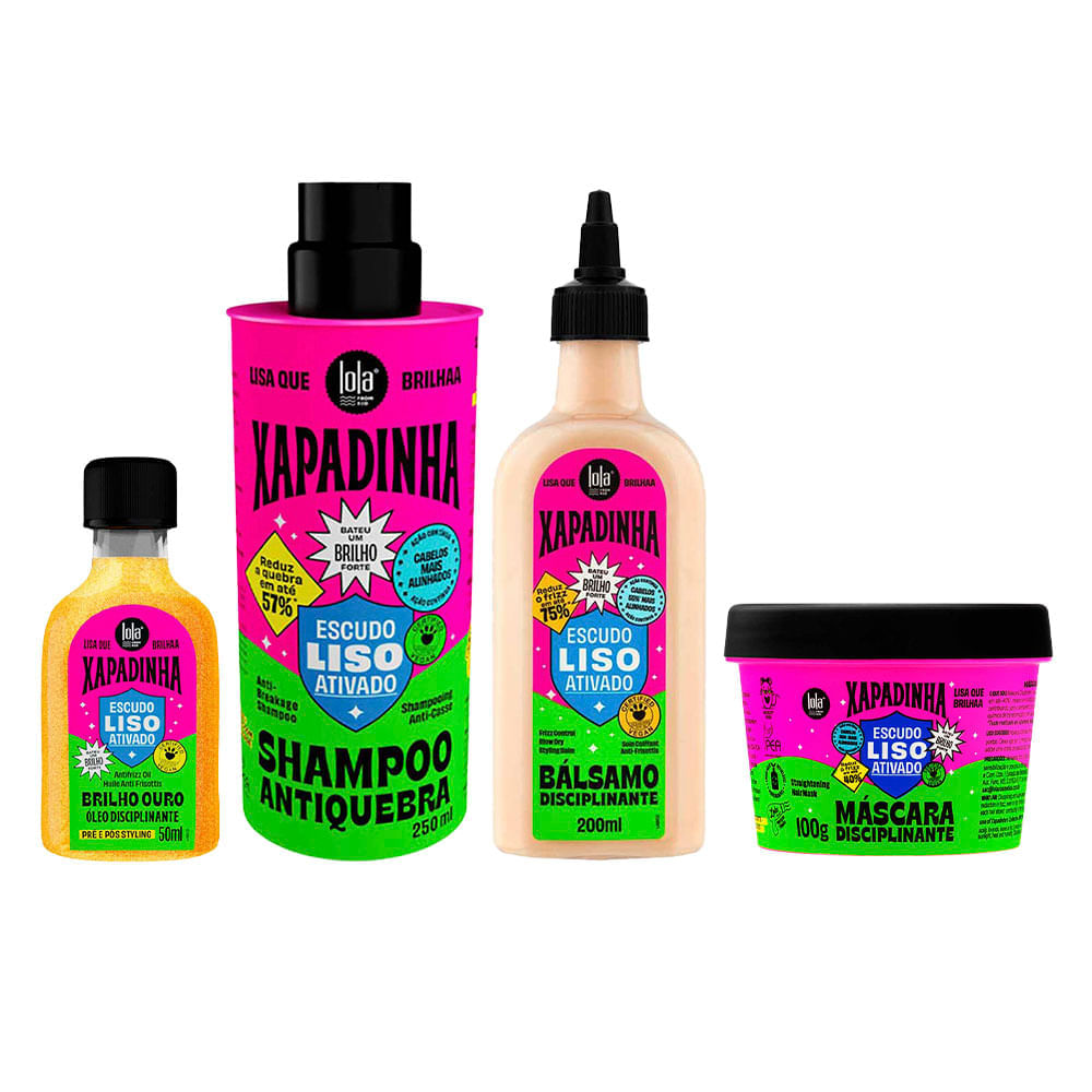 Kit Xapadinha Lola Cosmetics Shampoo 250ml + Óleo 50ml + Bálsamo 250ml + Máscara 450g