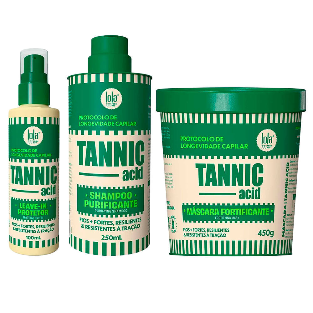 Kit Tannic Acid Lola From Rio Shampoo 250ml + Máscara 450g + Leave-in 100ml