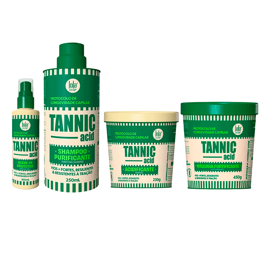 Kit Tannic Acid Lola From Rio Shampoo 250ml + Leave-in 100ml + Acidificante 230g + Máscara 450g