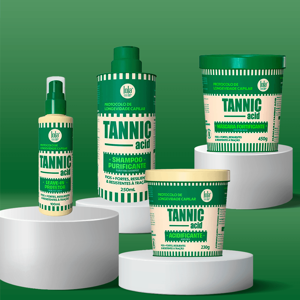 Kit Tannic Acid Lola From Rio Shampoo 250ml + Leave-in 100ml + Acidificante 230g + Máscara 450g