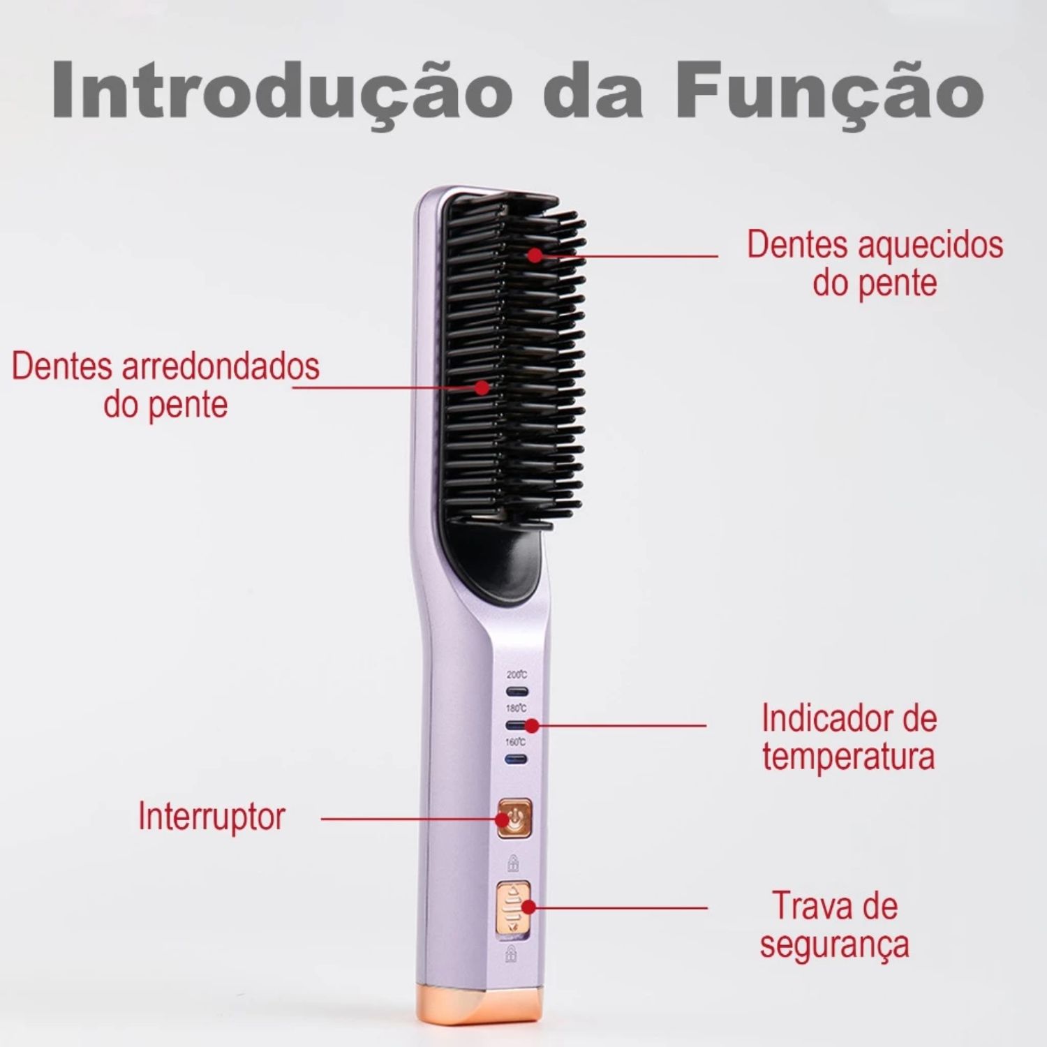 Escova Alisadora Portátil Sem Fio Íons Negativos Anti Frizz Cor Sortida