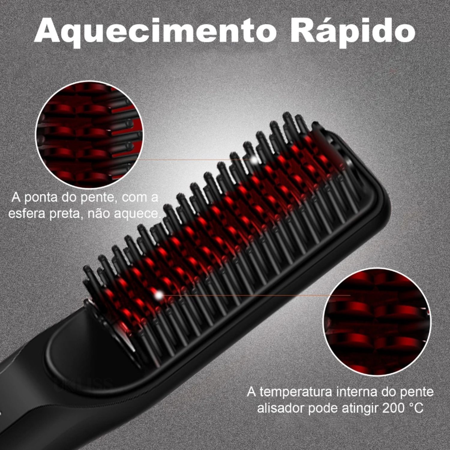 Escova Alisadora Portátil Sem Fio Íons Negativos Anti Frizz Cor Sortida