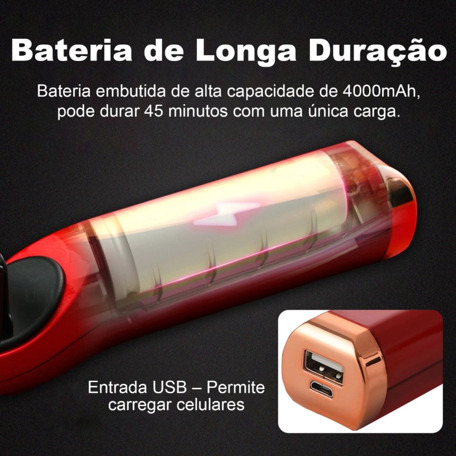 Escova Alisadora Portátil Sem Fio Íons Negativos Anti Frizz Cor Sortida