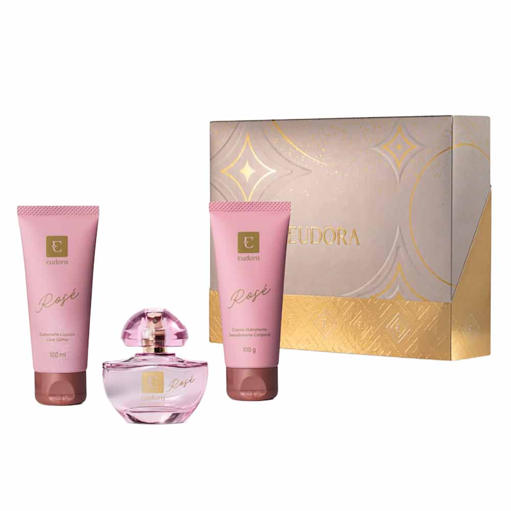 Kit Eudora Rosé Perfume Eau De Parfum 35ml + Sabonete Líquido 100ml + Loção Hidratante 100ml