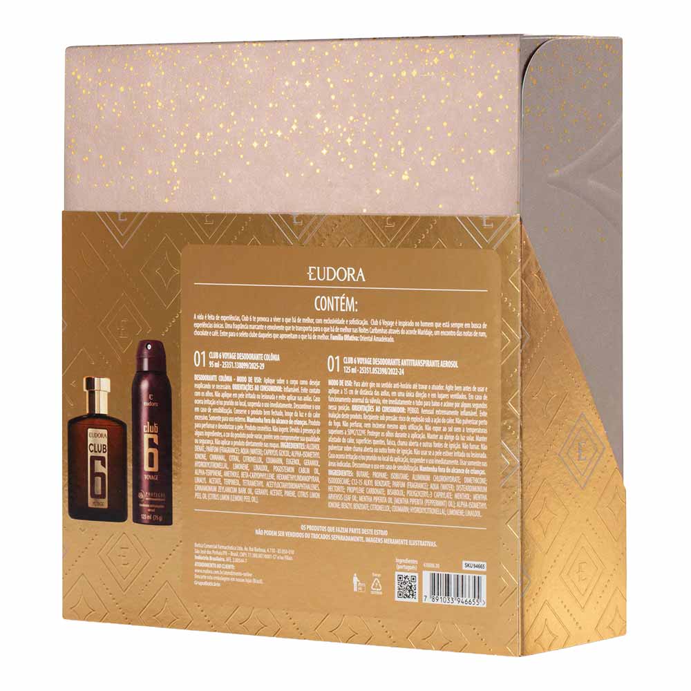 Kit Eudora Club 6 Voyage Colônia 95ml + Desodorante 125ml